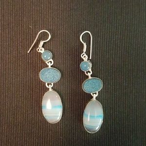 Sterling silver with aqua colored semi-precious St